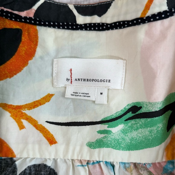 Anthropologie Floral Button-Up Shirt 3/4 Sleeve Size M - Picture 3 of 8